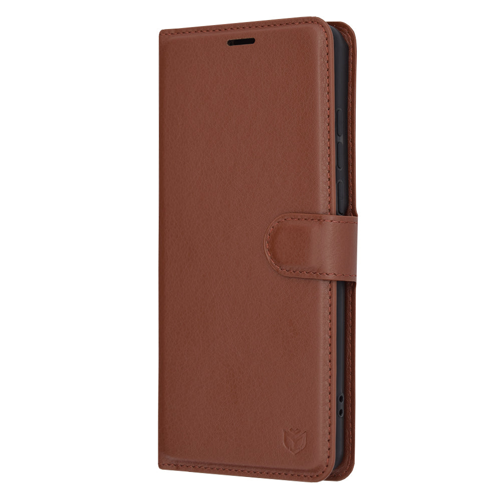 Husa de protectie Techsuit Leather Folio compatibila cu Oneplus 12, acoperire spate, maro