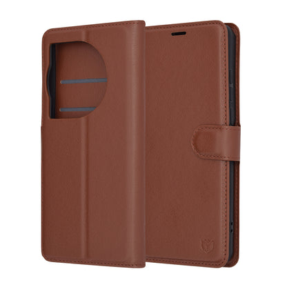 Husa de protectie Techsuit Leather Folio compatibila cu Oneplus 12, acoperire spate, maro