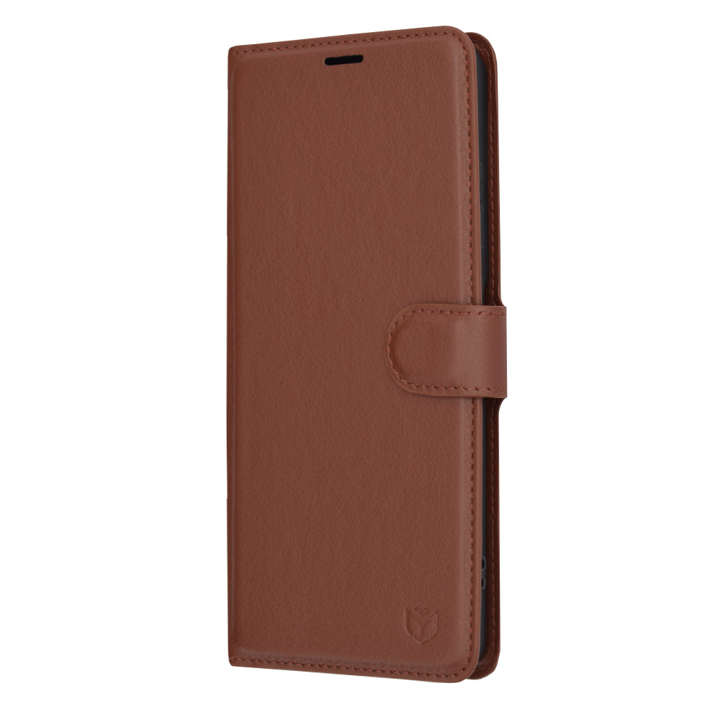Husa de protectie Techsuit Leather Folio compatibila cu Oneplus 12R, acoperire spate, maro