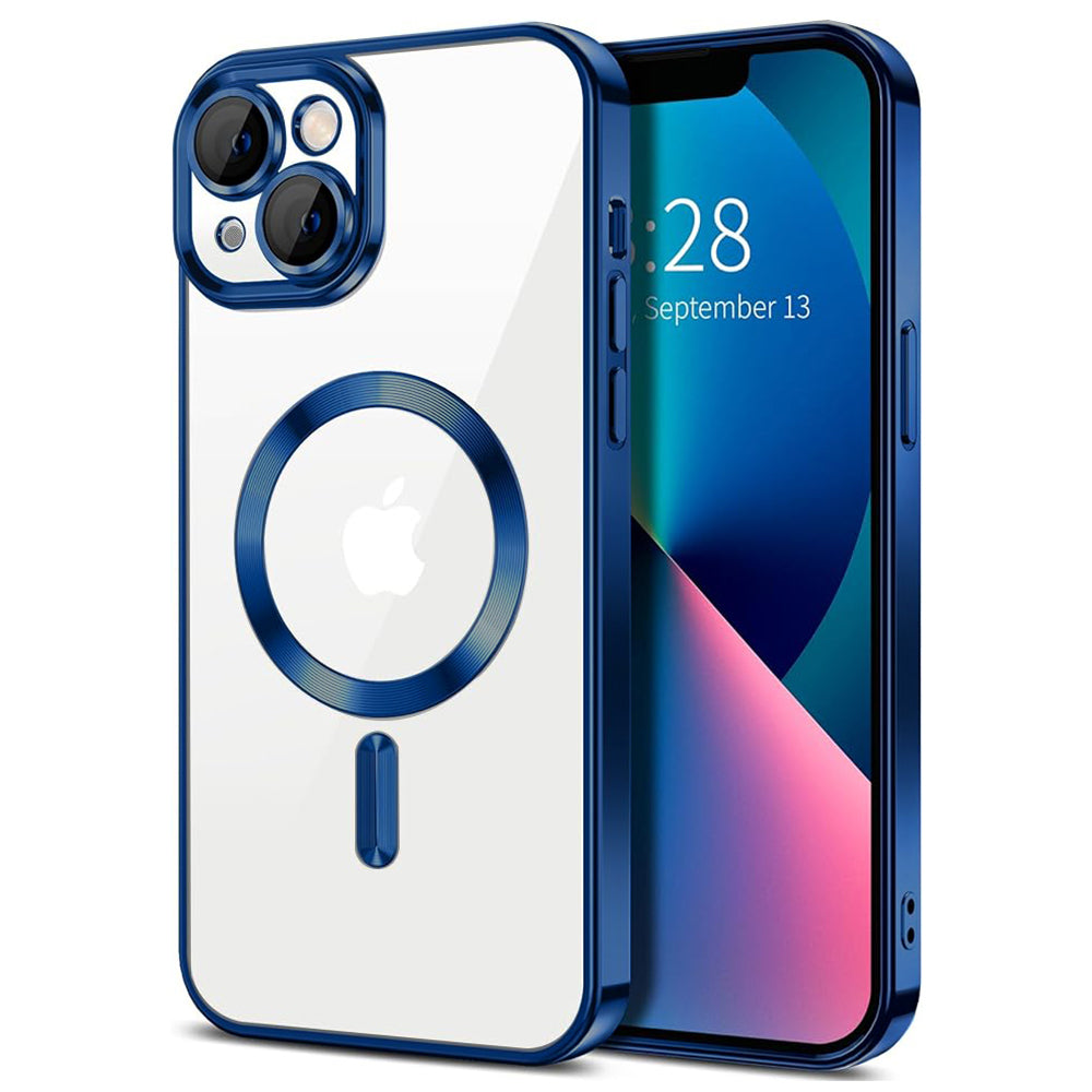 Husa de protectie Techsuit Luxury Crystal MagSafecompatibila cu Apple iPhone 13, acoperire spate, albastru inchis