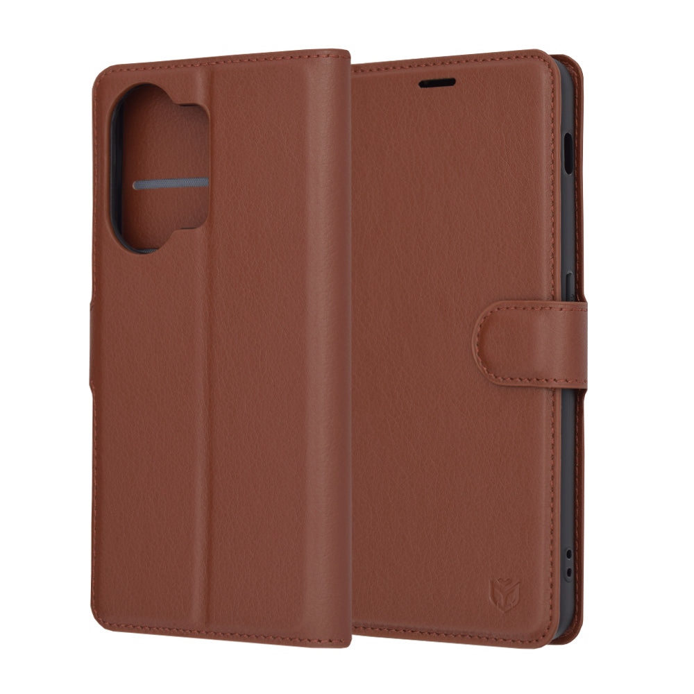 Husa de protectie Techsuit Leather Folio compatibila cu Oneplus Nord 3, acoperire spate, maro