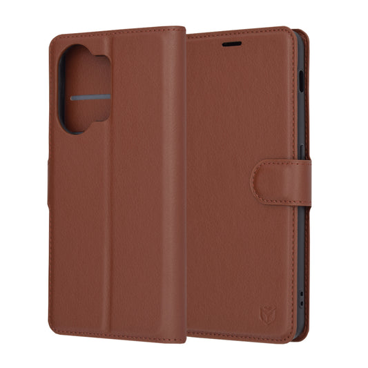 Husa de protectie Techsuit Leather Folio compatibila cu Oneplus Nord 3, acoperire spate, maro