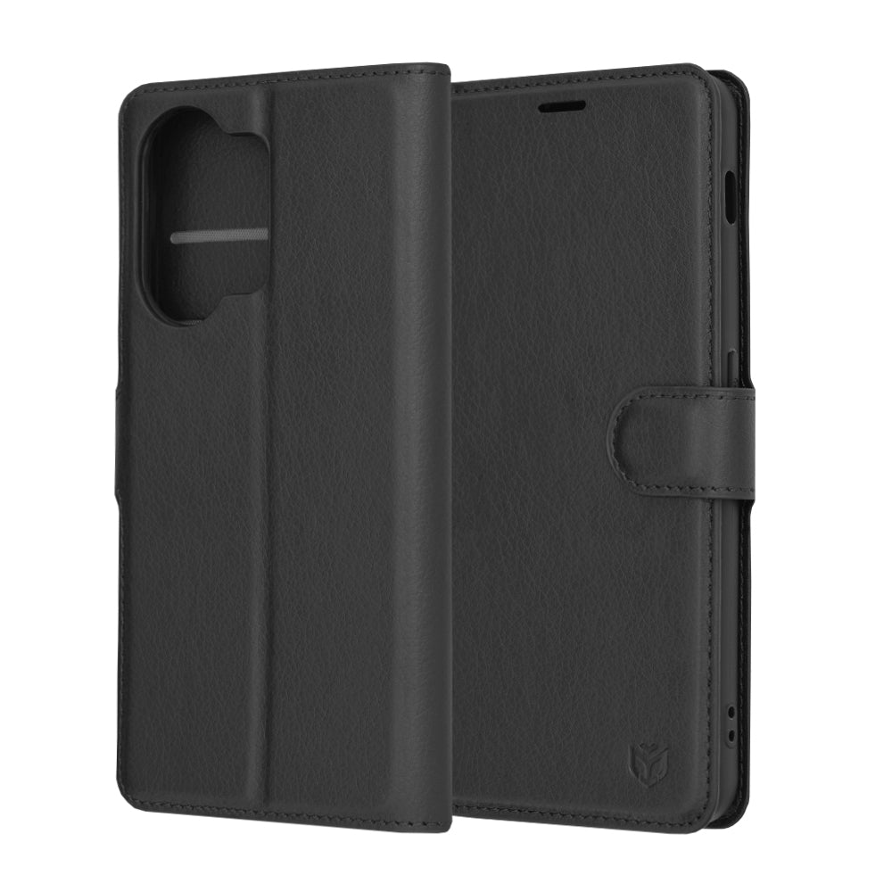 Husa de protectie Techsuit Leather Folio compatibila cu Oneplus Nord 3, acoperire spate, negru
