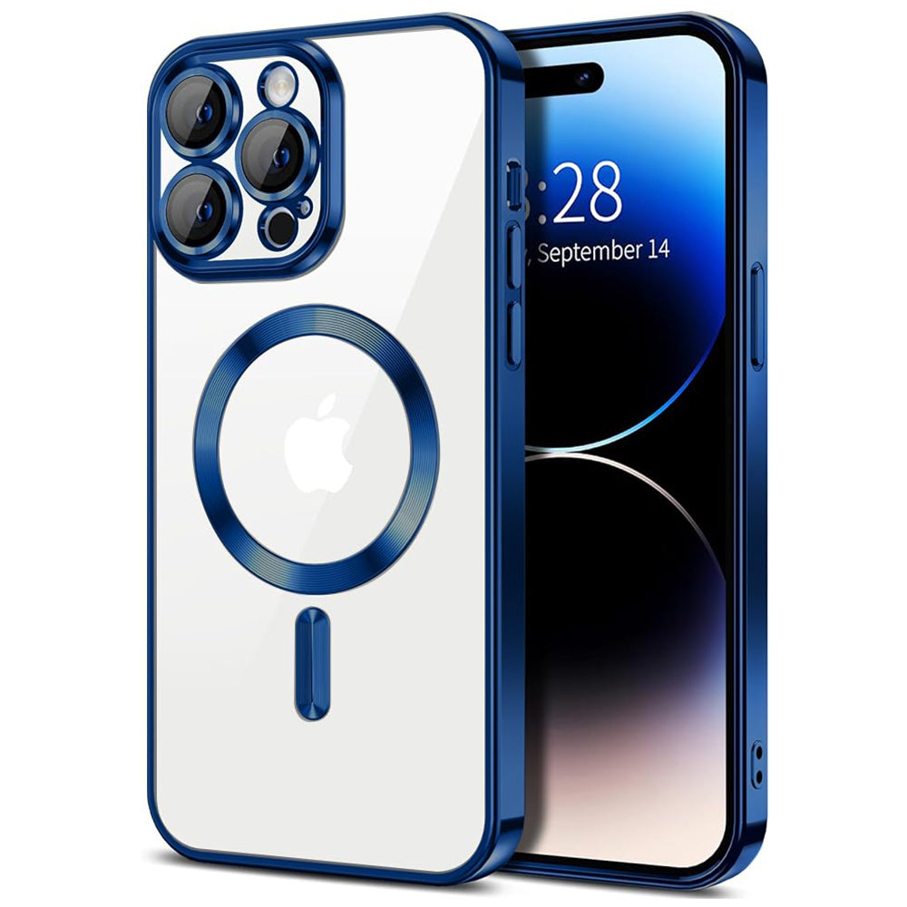 Husa de protectie Techsuit Luxury Crystal MagSafecompatibila cu Apple iPhone 14 Pro, acoperire spate, albastru inchis