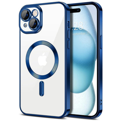 Husa de protectie Techsuit Luxury Crystal MagSafecompatibila cu Apple iPhone 15, acoperire spate, albastru inchis