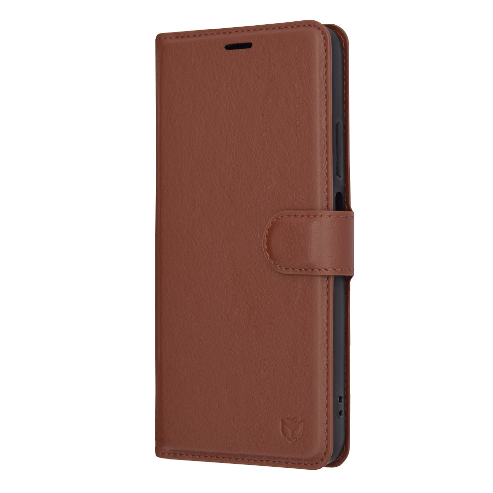 Husa de protectie Techsuit Leather Folio compatibila cu Oppo A38, acoperire spate, maro