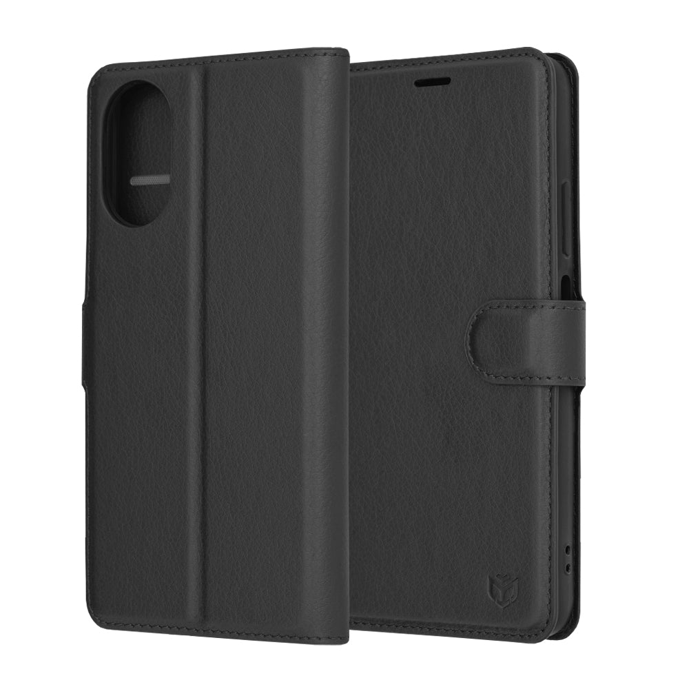 Husa de protectie Techsuit Leather Folio compatibila cu Oppo A18, acoperire spate, negru