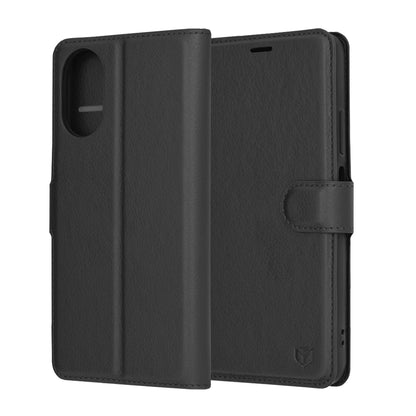Husa de protectie Techsuit Leather Folio compatibila cu Oppo A38, acoperire spate, negru