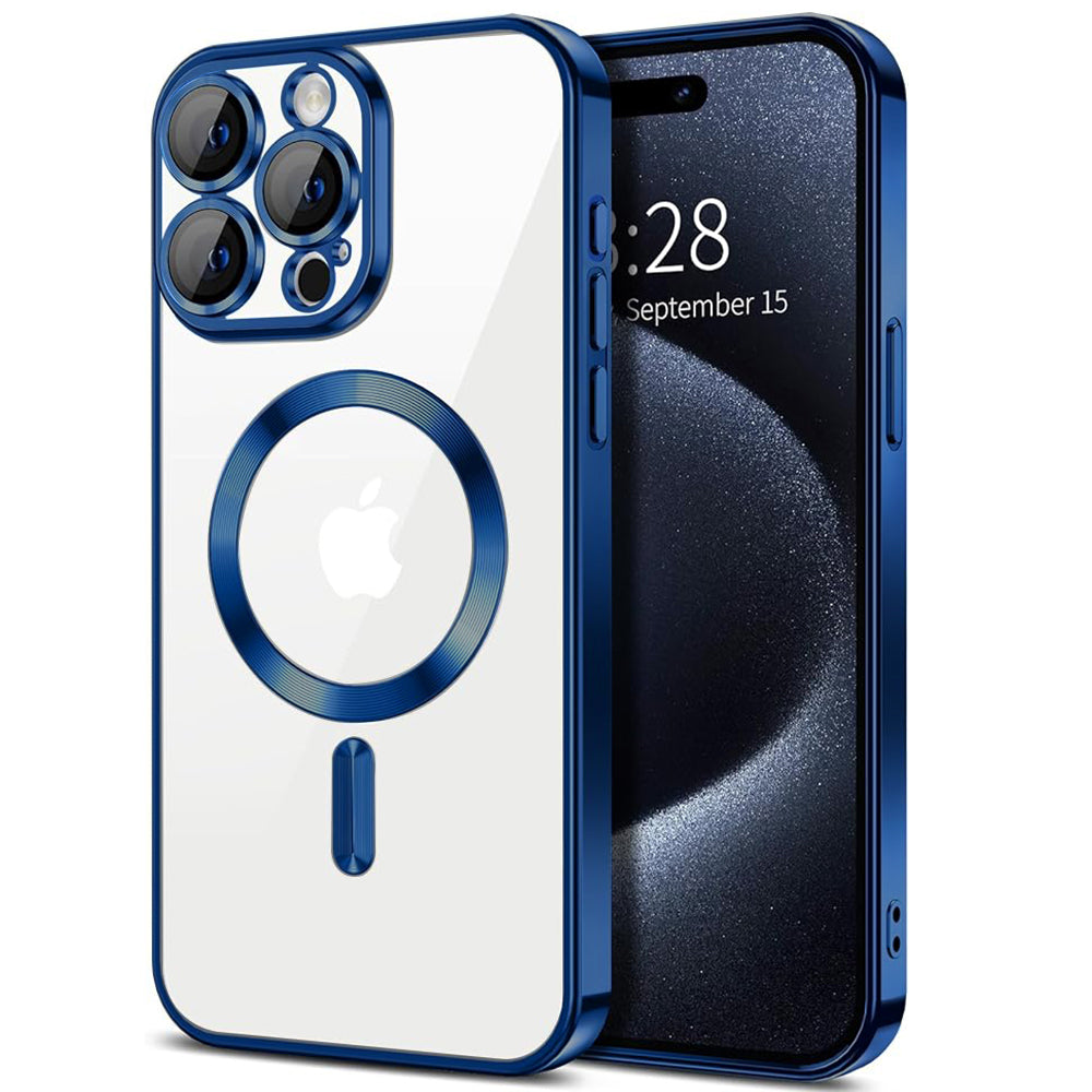 Husa de protectie Techsuit Luxury Crystal MagSafecompatibila cu Apple iPhone 15 Pro Max, acoperire spate, albastru inchis