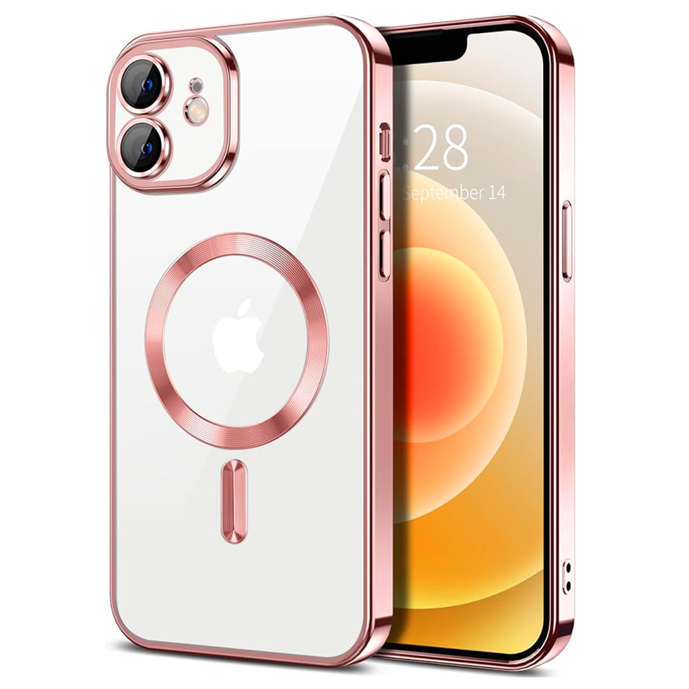 Husa de protectie Techsuit Luxury Crystal MagSafecompatibila cu Apple iPhone 12, acoperire spate, roz