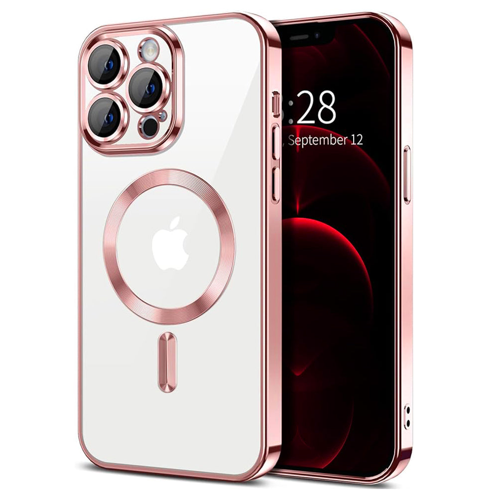 Husa de protectie Techsuit Luxury Crystal MagSafecompatibila cu Apple iPhone 12 Pro Max, acoperire spate, roz