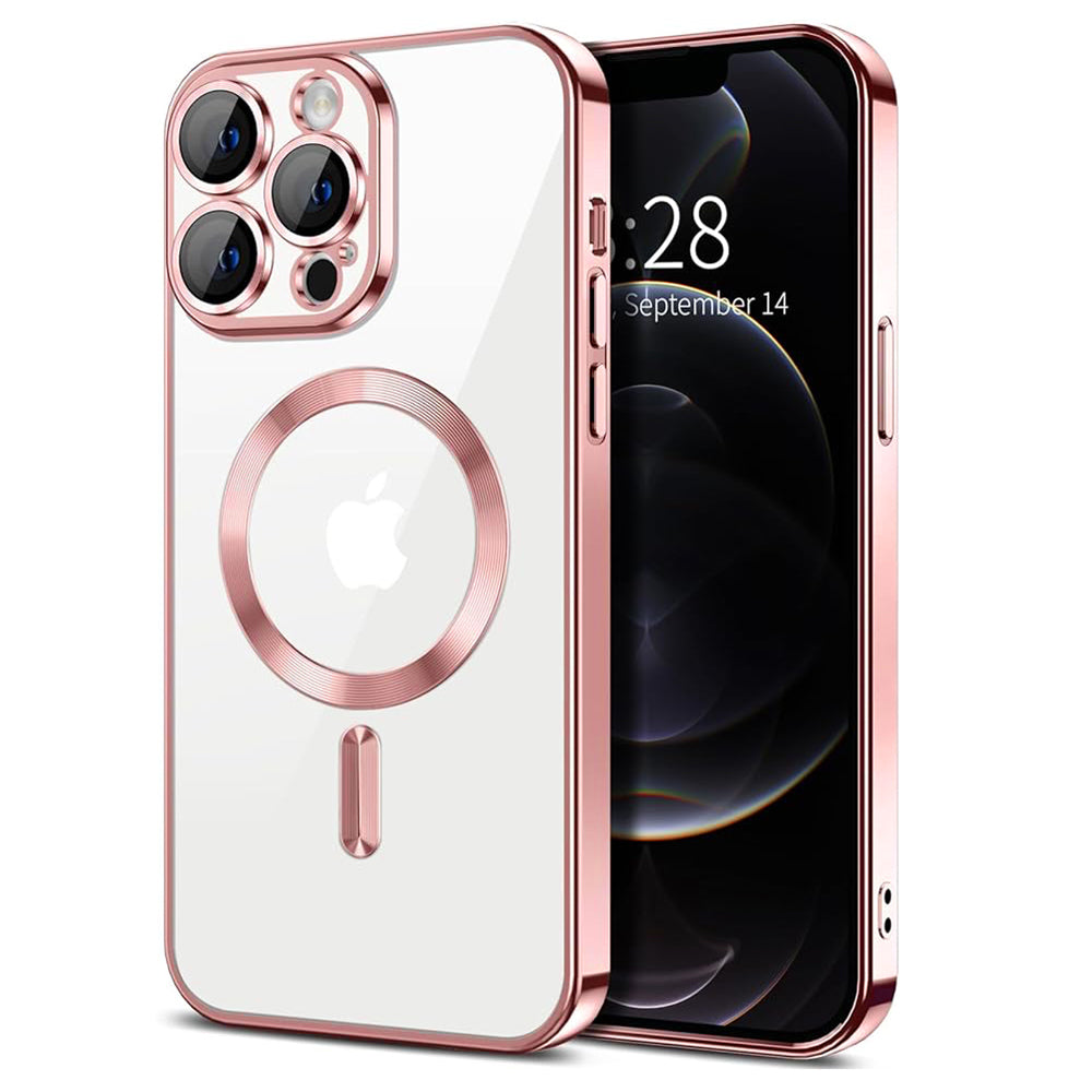 Husa de protectie Techsuit Luxury Crystal MagSafecompatibila cu Apple iPhone 12 Pro, acoperire spate, roz