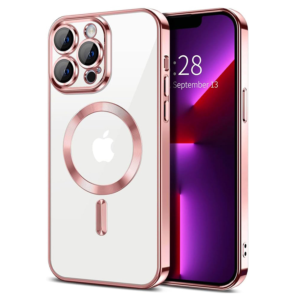 Husa de protectie Techsuit Luxury Crystal MagSafecompatibila cu Apple iPhone 13 Pro Max, acoperire spate, roz