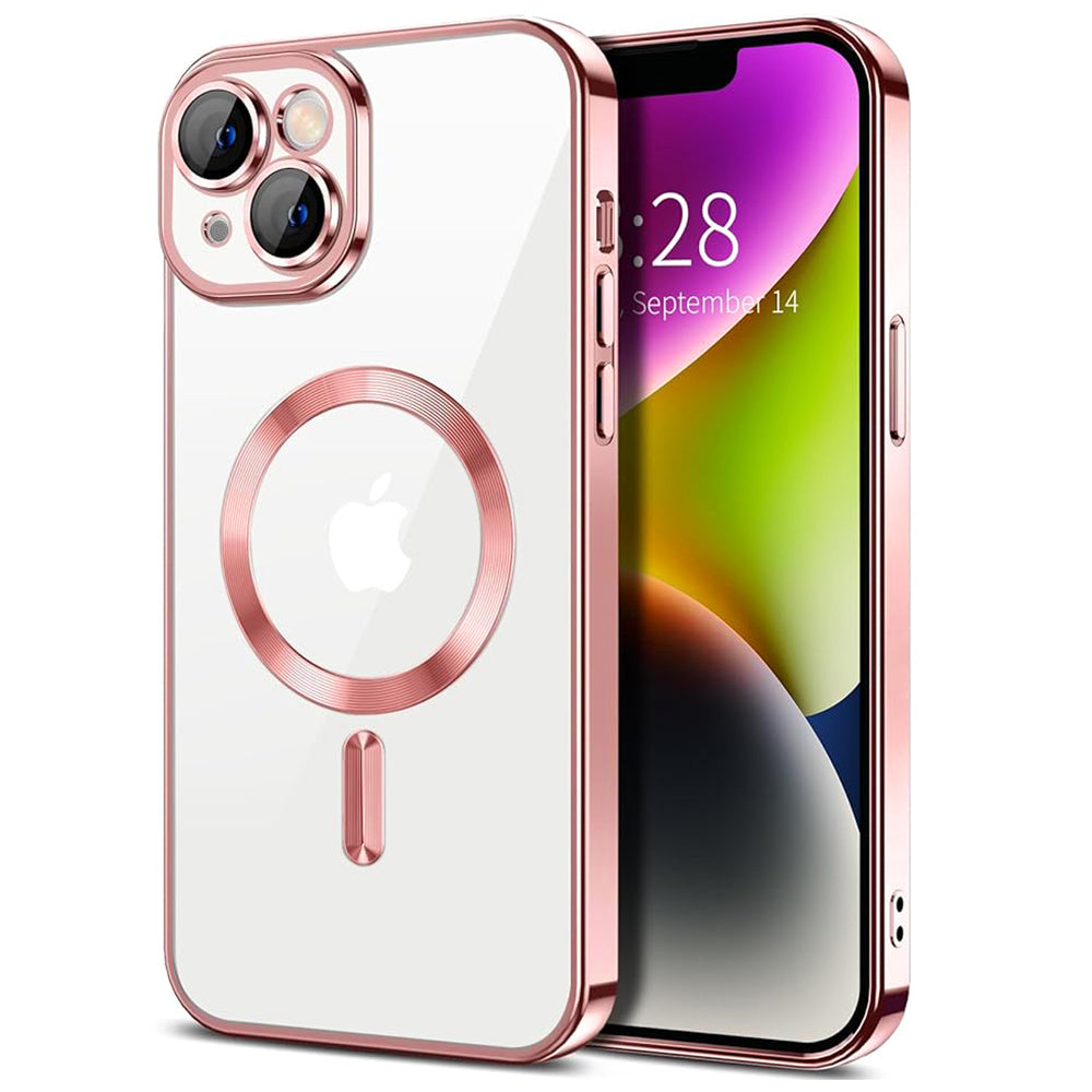 Husa de protectie Techsuit Luxury Crystal MagSafecompatibila cu Apple iPhone 14, acoperire spate, roz