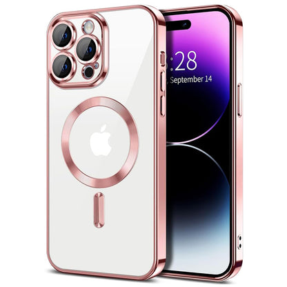 Husa de protectie Techsuit Luxury Crystal MagSafecompatibila cu Apple iPhone 14 Pro Max, acoperire spate, roz
