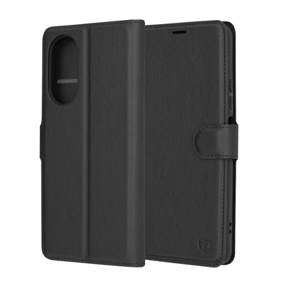 Husa de protectie Techsuit Leather Folio compatibila cu Oppo A58 4G, acoperire spate, negru