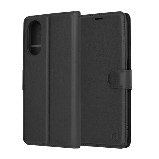 Husa de protectie Techsuit Leather Folio compatibila cu Oppo A58 5G, acoperire spate, negru