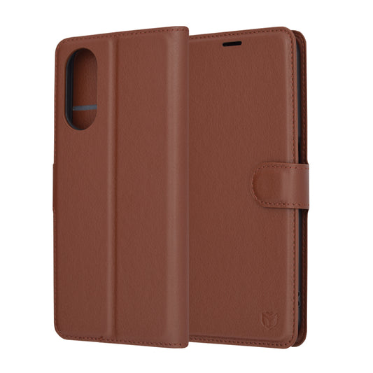 Husa de protectie Techsuit Leather Folio compatibila cu Oppo A58 5G, acoperire spate, maro