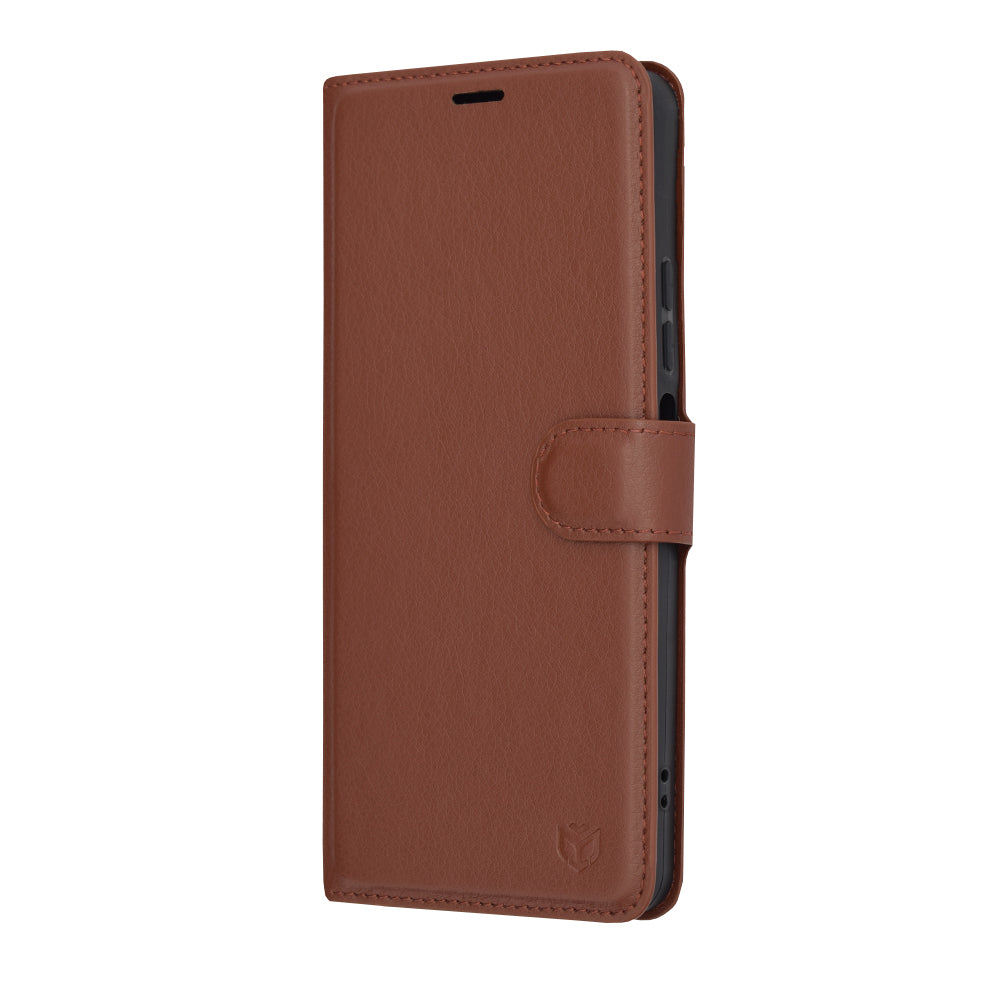 Husa de protectie Techsuit Leather Folio compatibila cu Oppo A79 5G, acoperire spate, maro