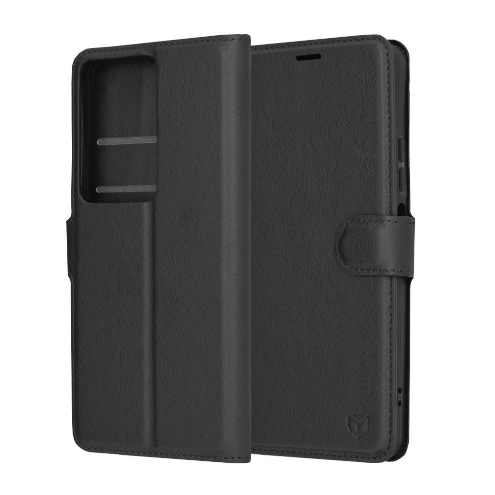 Husa de protectie Techsuit Leather Folio compatibila cu Oneplus Nord N30 SE, acoperire spate, negru
