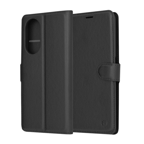 Husa de protectie Techsuit Leather Folio compatibila cu Oppo A98 5G, acoperire spate, negru