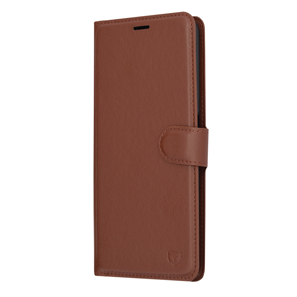 Husa de protectie Techsuit Leather Folio compatibila cu Oppo A98 5G, acoperire spate, maro