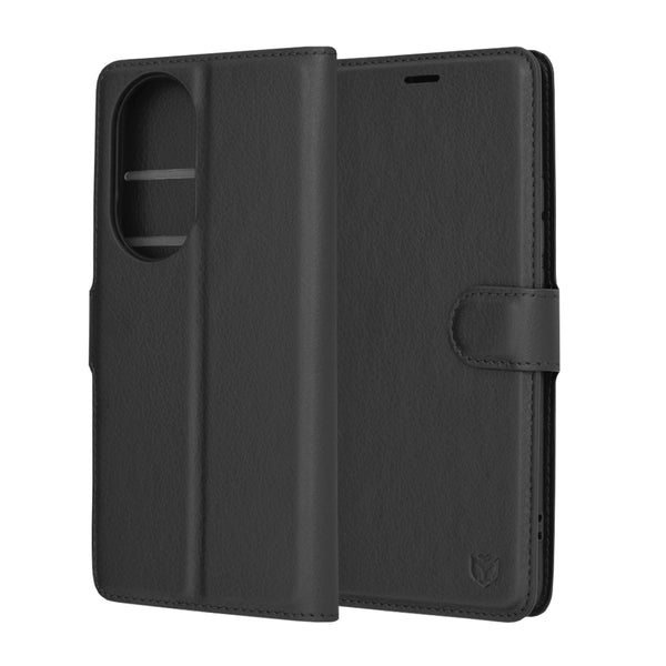 Husa de protectie Techsuit Leather Folio compatibila cu Oppo Reno10, acoperire spate, negru