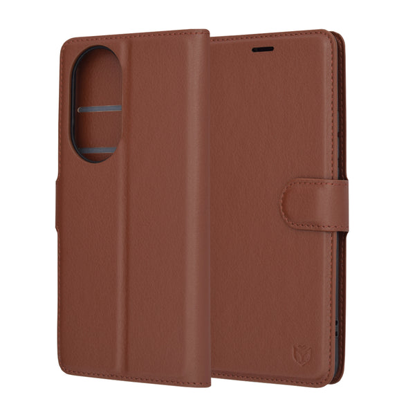 Husa de protectie Techsuit Leather Folio compatibila cu Oppo Reno10, acoperire spate, maro