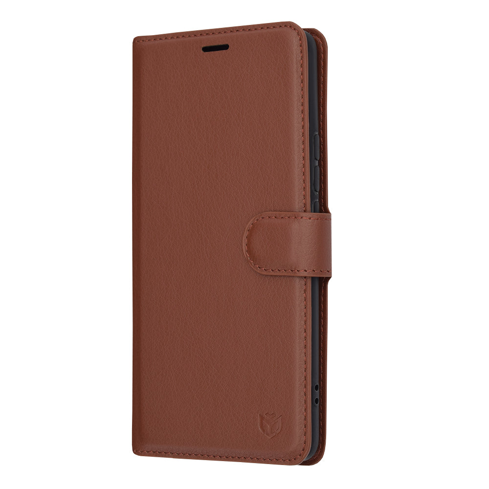 Husa de protectie Techsuit Leather Folio compatibila cu Realme 12 Pro Plus, acoperire spate, maro