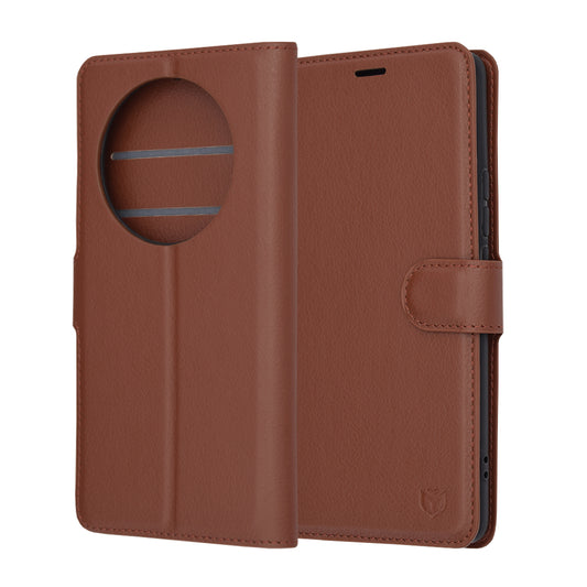 Husa de protectie Techsuit Leather Folio compatibila cu Realme 12 Pro, acoperire spate, maro