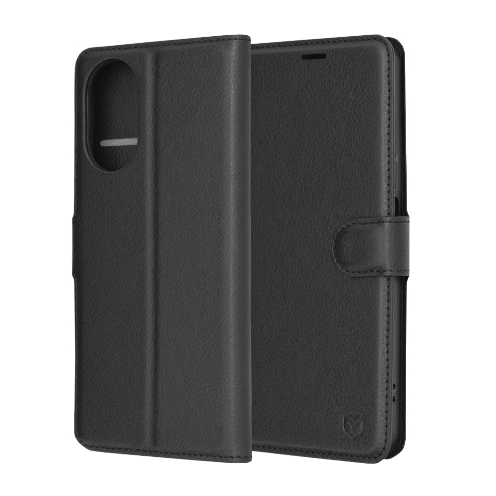 Husa de protectie Techsuit Leather Folio compatibila cu Realme C67 4G, acoperire spate, negru