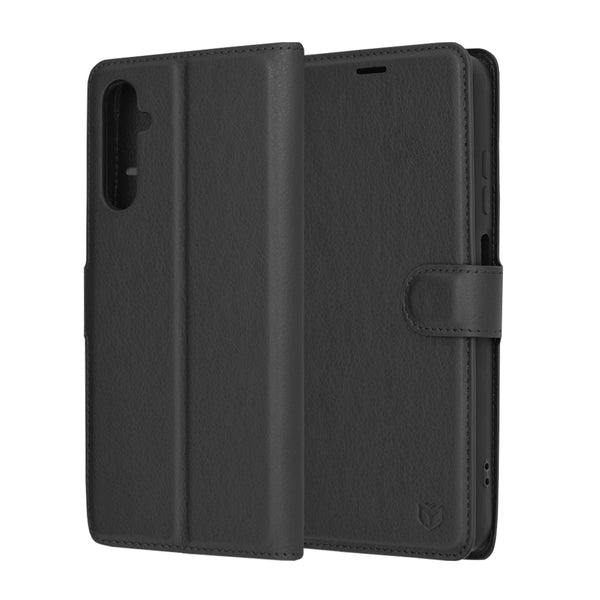 Husa de protectie Techsuit Leather Folio compatibila cu Samsung Galaxy A05s, acoperire spate, negru