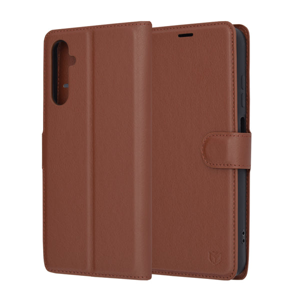 Husa de protectie Techsuit Leather Folio compatibila cu Samsung Galaxy A05s, acoperire spate, maro