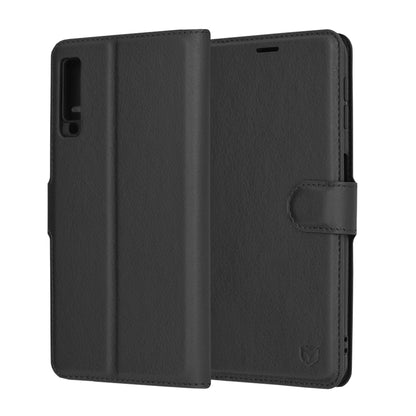 Husa de protectie Techsuit Leather Folio compatibila cu Samsung Galaxy A7 2018, acoperire spate, negru
