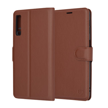Husa de protectie Techsuit Leather Folio compatibila cu Samsung Galaxy A7 2018, acoperire spate, maro