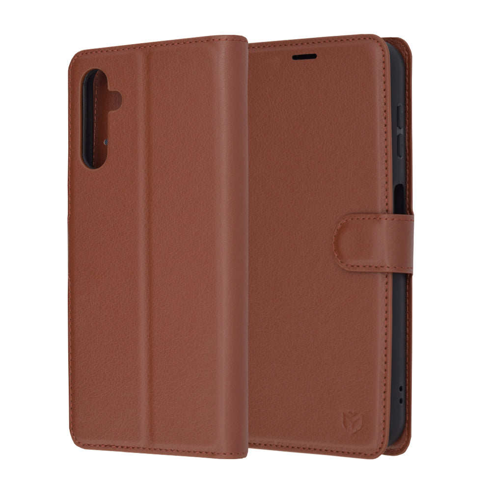Husa de protectie Techsuit Leather Folio compatibila cu Samsung Galaxy A14 4G, acoperire spate, maro