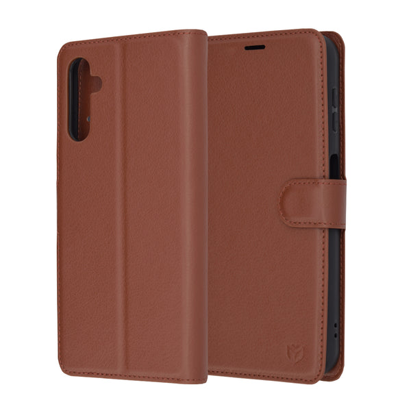 Husa de protectie Techsuit Leather Folio compatibila cu Samsung Galaxy A14 5G, acoperire spate, maro