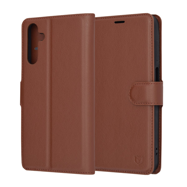 Husa de protectie Techsuit Leather Folio compatibila cu Samsung Galaxy A15 5G, acoperire spate, maro