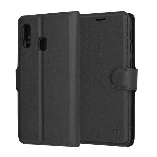 Husa de protectie Techsuit Leather Folio compatibila cu Samsung Galaxy A20e, acoperire spate, negru