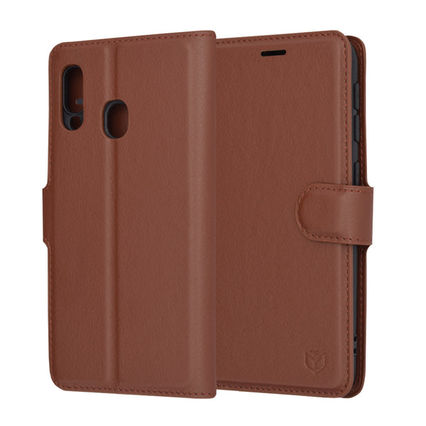 Husa de protectie Techsuit Leather Folio compatibila cu Samsung Galaxy A20e, acoperire spate, maro