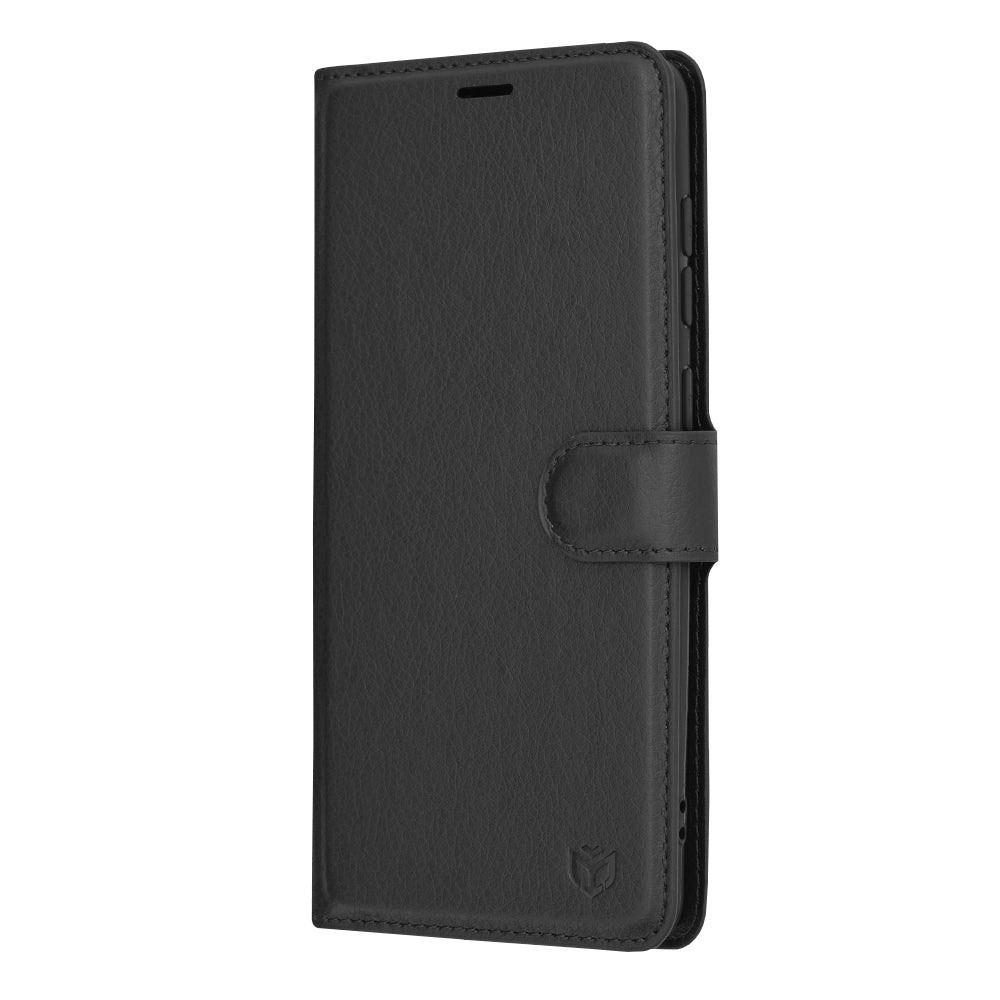Husa de protectie Techsuit Leather Folio compatibila cu Samsung Galaxy A21s, acoperire spate, negru