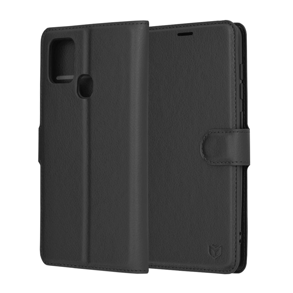 Husa de protectie Techsuit Leather Folio compatibila cu Samsung Galaxy A21s, acoperire spate, negru