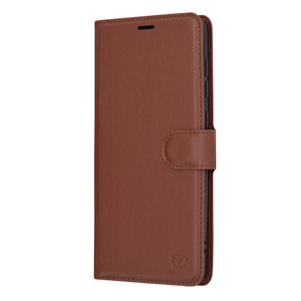 Husa de protectie Techsuit Leather Folio compatibila cu Samsung Galaxy A21s, acoperire spate, maro