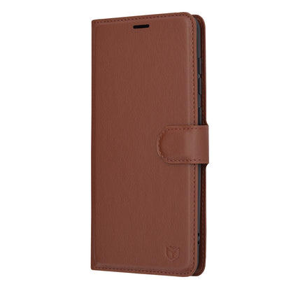Husa de protectie Techsuit Leather Folio compatibila cu Samsung Galaxy A21s, acoperire spate, maro