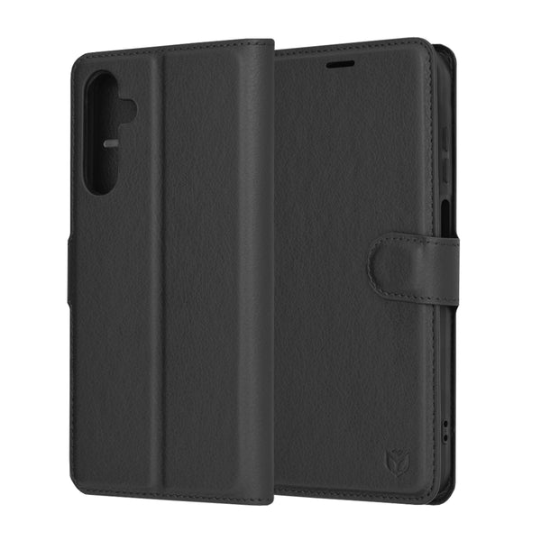 Husa de protectie Techsuit Leather Folio compatibila cu Samsung Galaxy A25 5G, acoperire spate, negru