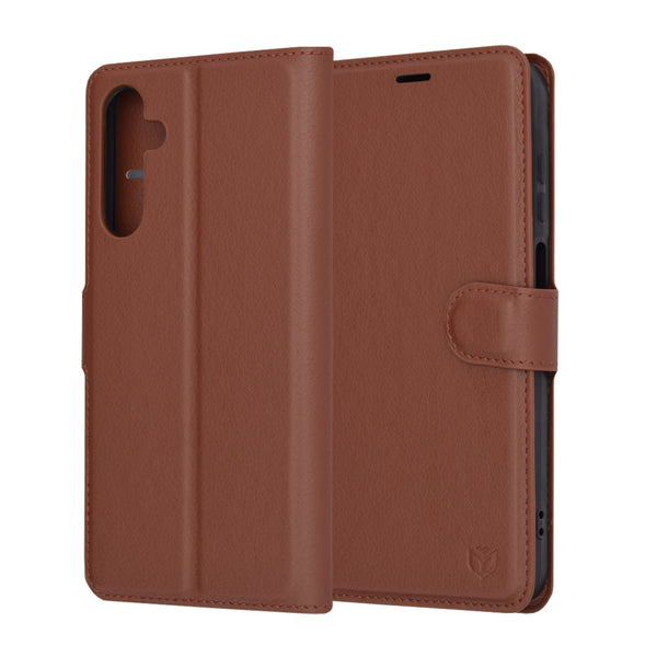 Husa de protectie Techsuit Leather Folio compatibila cu Samsung Galaxy A25 5G, acoperire spate, maro