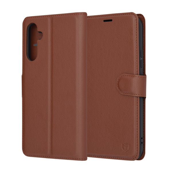 Husa de protectie Techsuit Leather Folio compatibila cu Samsung Galaxy A34 5G, acoperire spate, maro