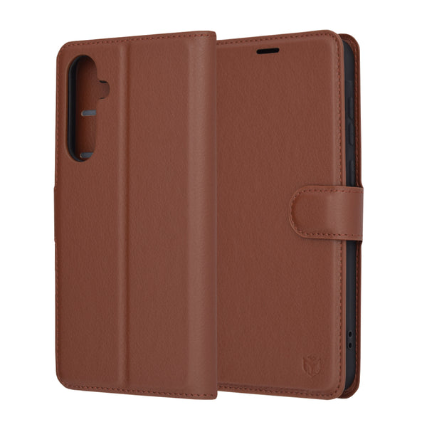 Husa de protectie Techsuit Leather Folio compatibila cu Samsung Galaxy A35 5G, acoperire spate, maro