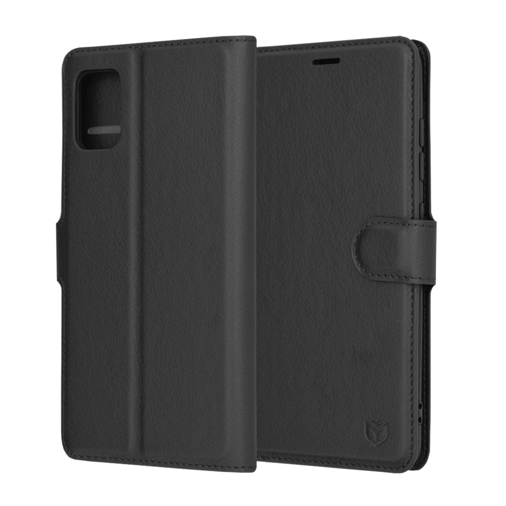 Husa de protectie Techsuit Leather Folio compatibila cu Samsung Galaxy A51 4G, acoperire spate, negru