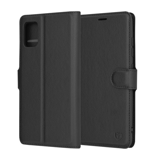 Husa de protectie Techsuit Leather Folio compatibila cu Samsung Galaxy A51 4G, acoperire spate, negru